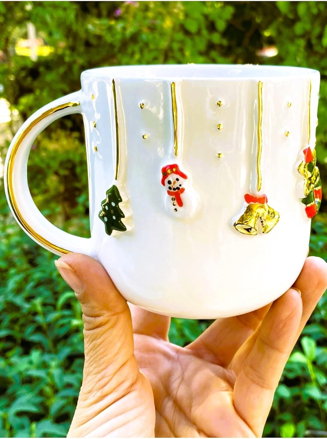 Wonders Premium Kalite 24 Ayar Altın Detaylı El Yapımı Christmas Mug 450 Ml Handmade
