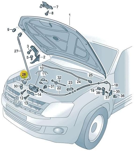 Motor Kaput Demiri Alt Lastiği Yuvası 2H0805734A VW Amarok ile uyumlu 2010-2022