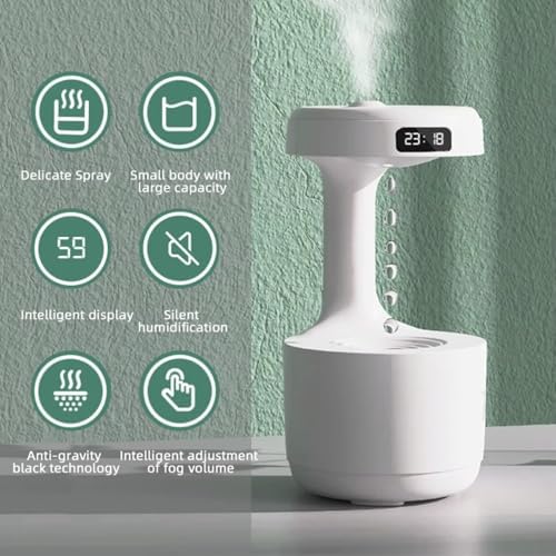 Akıllı Anti-Yerçekimi Buhar Nemlendirici – Sessiz Ultrasonik Hava Nemlendirici, Dijital Ekranlı USB Şarjlı Aromaterapi Cihazı