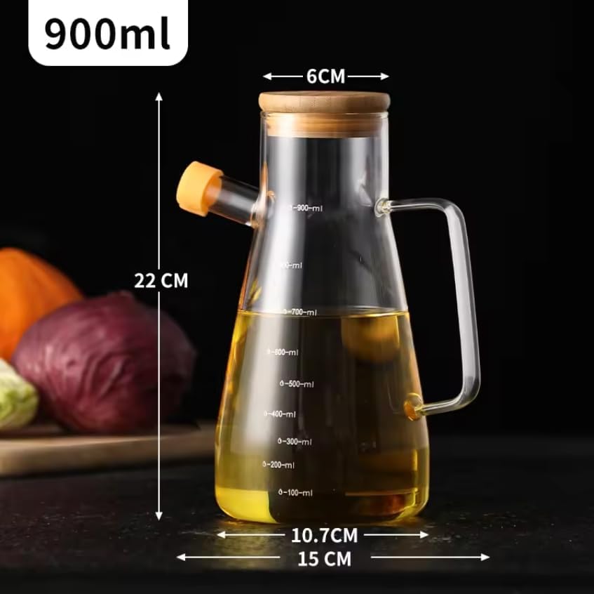 Alternative view of Yağdanlık Bambu Kapaklı Borosilikat Cam Yağlık Tezgah Üstü Zeytinyağ Şişesi Pratik Nar Ekşisi Nerdek Şişesi 900 ML
