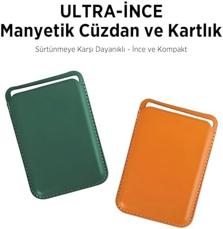 Bix TMW4 MagSafe Uyumlu Deri Cüzdan Manyetik Kartlık Standlı Katlanabilir Kahverengi