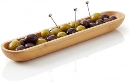 Alternative view of 35cm Bambu Zeytinlik – Doğal Ahşap Oval Uzun Servis Tabağı | Meze Sunumu, Çerezlik, Atıştırmalık Tabağı | Çevre Dostu Mutfak ve Sofra Aksesuarı