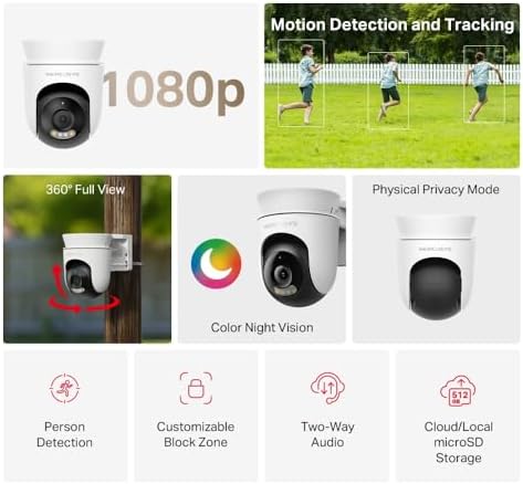 MC500 | 1080p Dış Mekan Güvenlik Kamerası | 360° Görüş | Renkli Gece Görüşü | Akıllı Takip | IP65 Hava Koşullarına Dayanıklı | microSD & Bulut Depolama | SmartThings,, Alexa