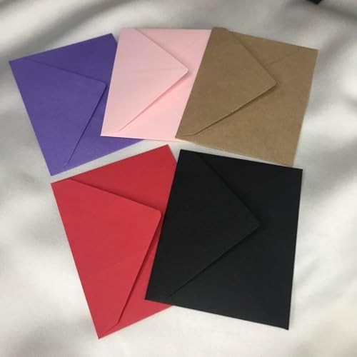 Renkli Küçük Mesaj Zarfı Tebrik Kartı Zarfı Kırmızı Mor Siyah Pembe Zarf Colourful Envelope 7x9 Cm (Çok Renkli)