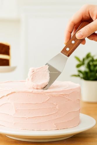 Alternative view of Profesyonel Paslanmaz Çelik Açılı Spatula, Ergonomik Ahşap Saplı, Pasta, Kek ve Krema Sıvama, Tatlı, Baklava Servis Spatulası, Esnek Mutfak ve Pastacılık Yardımcısı