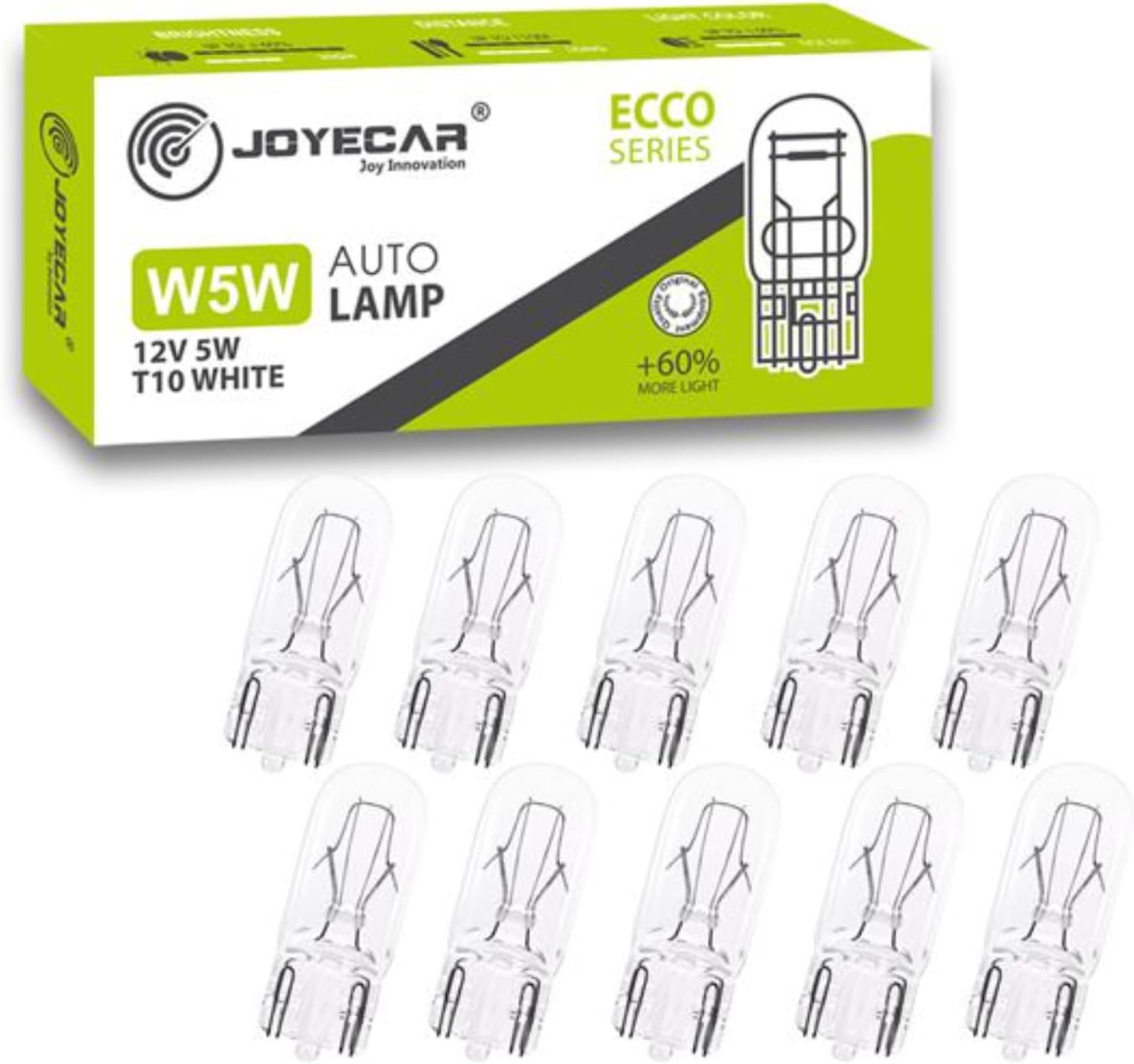 JOYECAR W5W T10 ECCO Series Sarı Otomobil Ampulü, 12V 5W,%60 Daha Fazla Işık, 10 Adet