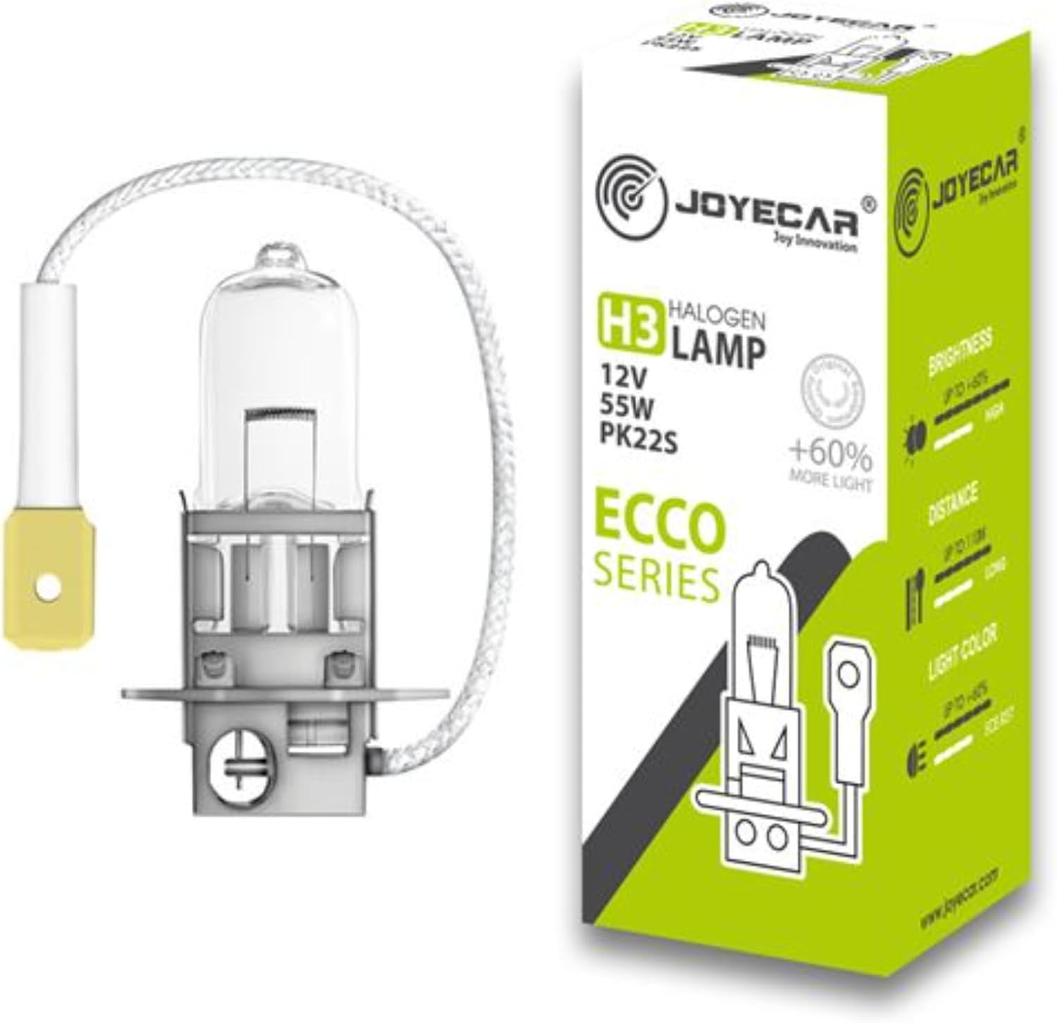 Alternative view of JOYECAR H3 Ampul, ECCO Serisi, 12V 55W,%60 Daha Fazla Işık, PK22s Soket