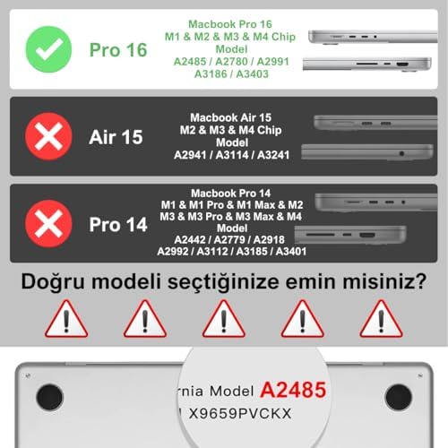 MacBook Pro 16.2 inç 2021-2023 M1-M2-M3-M4 Çip ile Uyumlu Şeffaf Dayanıklı Koruyucu Kılıf, Ultra İnce Kabuk Koruma Sert Kapak Pro 16 inç A2485 A2780 A2991 A3186 A3403 (Şeffaf)