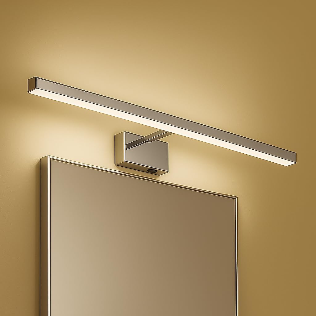 Alternative view of Kanarya 40 cm 8W LED Ayna & Resim Apliği Krom | 4200K Gün Işığı, 720 Lümen, IP45 Su Korumalı, 64W Eşdeğer, Açma/Kapama Anahtarlı, 220V Modern Duvar Aydınlatma Armatürü