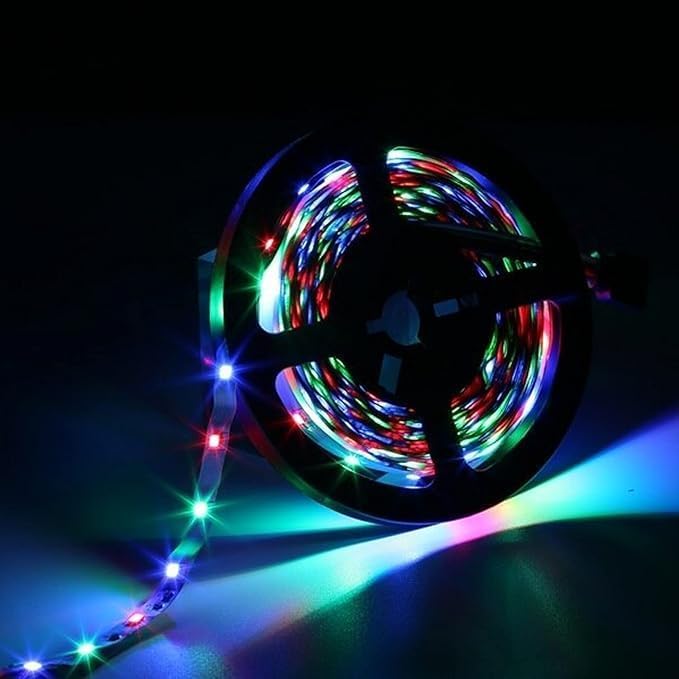 Alternative view of 5 Metre RGB LED Şerit Işık Seti – Uzaktan Kumandalı, Adaptör ve Kontrol Ünitesi Dahil, Renk Değiştiren Esnek Işık Bandı, TV, Masa, Oda Dekorasyonu için