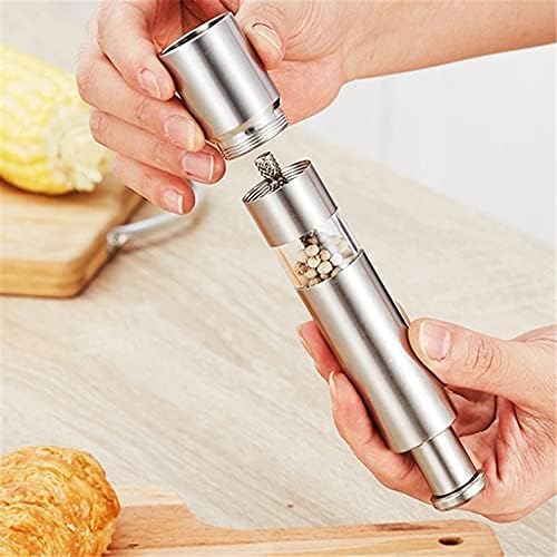 Paslanmaz Çelik Tek Elle Kullanılabilir Biber ve Tuz Değirmeni – Push Button Mekanizma, Ayarlanabilir Öğütme, Şeffaf Hazne, Dayanıklı Metal Gövde | MG600A