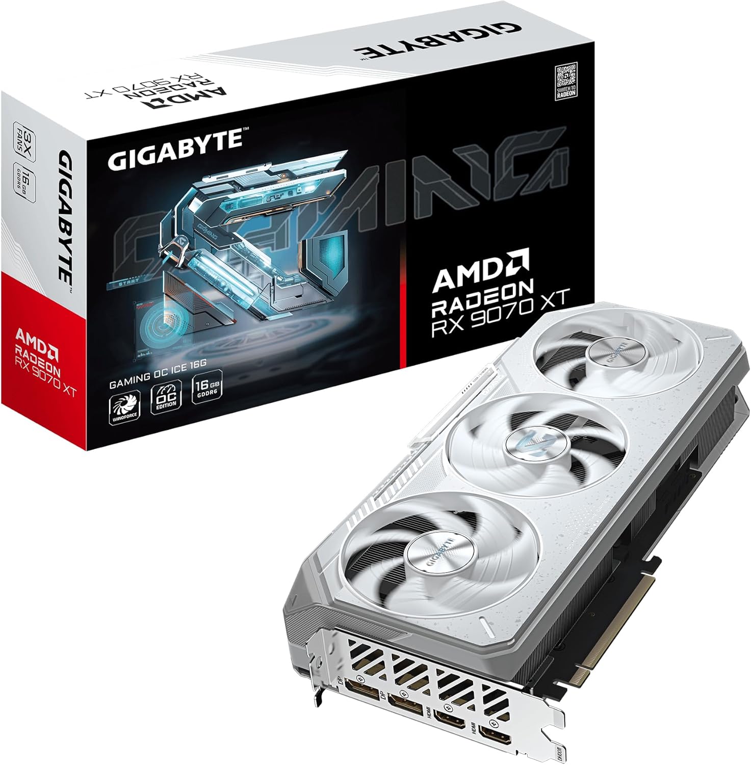 GIGABYTE VGA AMD RADEON 16GB GDDR6 RX 9070 XT GAMING OC ICE Ekran Kartı, GV-R907XGAMINGOCICE-16GD