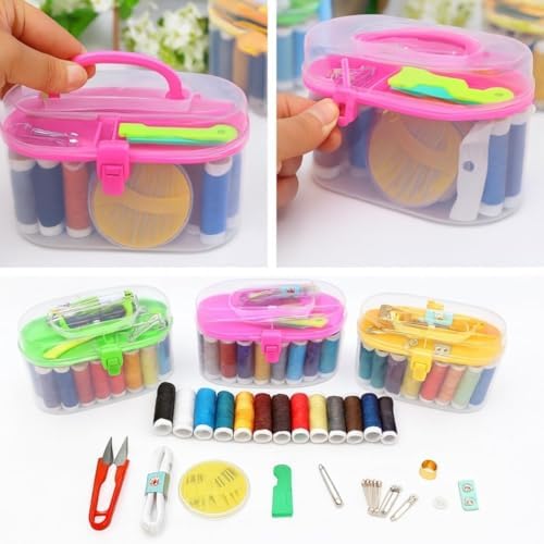 Mini Komple Dikiş Seti, 8 Renkli İplik,, İğne, Mezura, Düğme ve Taşıma Çantalı, Ev ve Seyahat için Pratik DIY Dikiş Malzemeleri
