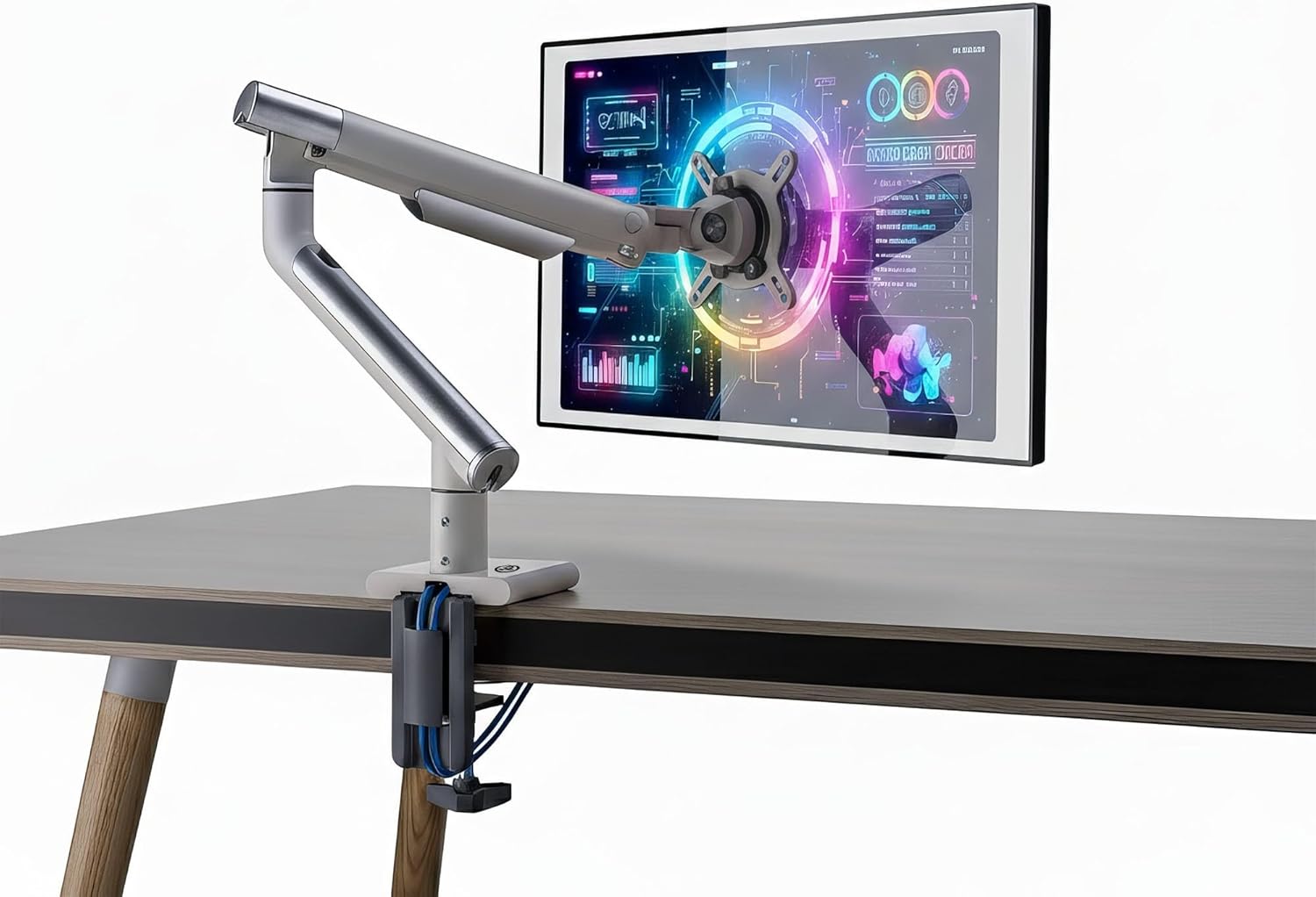 Alternative view of NPO STD49012UW 17"-32" Ultra Slim Alüminyum Monitör Kolu, 2xUSB Portlu Amortisörlü VESA Tutucu, Ergonomik 360 Pivot (9kg)