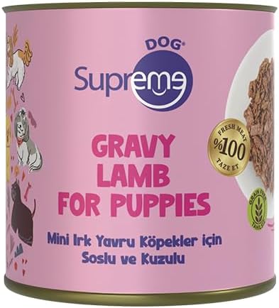 Supreme Dog Mini Irk Yavru Köpek Konserve Maması, Tavuk & Kuzu Etli, Yüksek Proteinli Soslu Islak Mama 200 gr