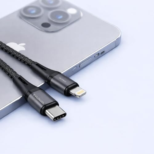 Alternative view of Wahoo Type C-Lightning ÖRGÜLÜ PD 27Watt Hızlı Şarj Kablosu, Siyah/ Metal (100 CM)