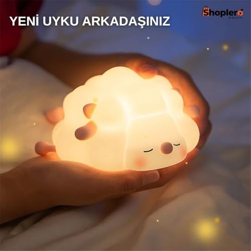 Alternative view of Silikon Koyun Gece Lambası, Yatak Odası İçin, 3 Seviyeli Kısılabilir Parlaklı, Yumuşak Işıltılı Başucu Lambası, Emzirme, Küçük Çocuklar, Bebekler, Çocuk Odaları, Doğum Günü, Şarjlı Lamba