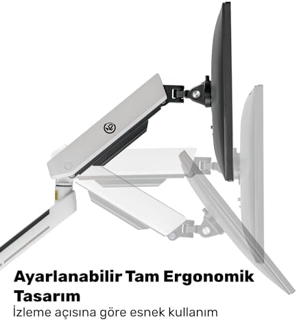 Alternative view of NPO Elysium STD54024HLW 27"-35" RGB Çiftli Oyuncu Monitör Kolu, Her Kolda 14kg Taşıyan, Amortisörlü İkili Gaming VESA Stand (Çift Kol)