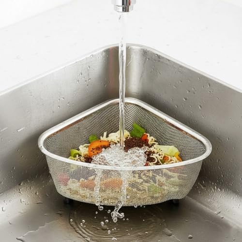 Alternative view of Paslanmaz Çelik Ayaklı Lavabo İçi Çöp Süzgeci – 18x13x10 cm Hijyenik ve Pratik Gider Filtresi, Bulaşık Süngeri ve Tel Organizerli Lavabo Atık Süzgeci