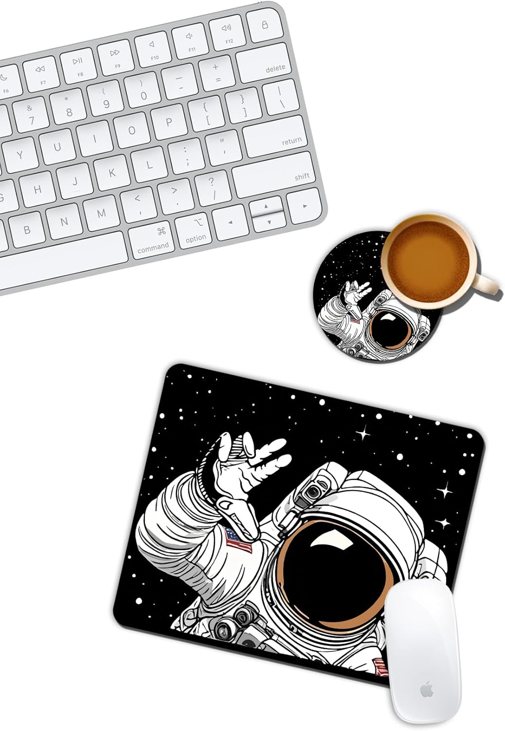 Astronot ve Uzay Temalı Mouse Pad ve Bardak Altlığı Set
