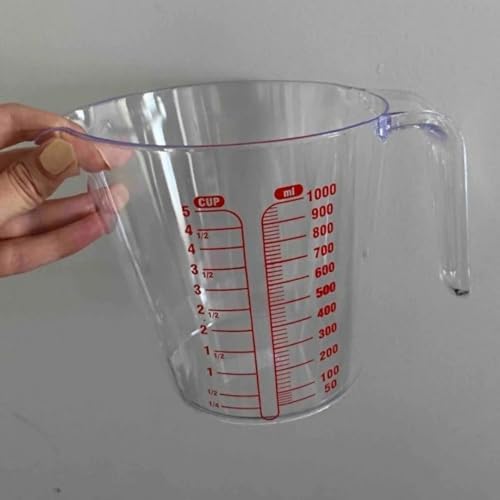Dereceli Ölçü Kabı 1000 ml Hacminde 10 Aralıklı Sert Plastik Ölçü Kabı 1L (1, 1000 ml)
