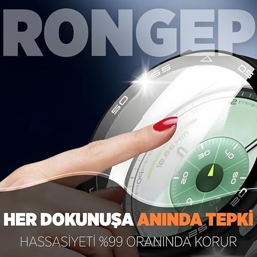 GT6 46mm için 2’si 1 Arada Sert Polikarbonat Kasa ve Ekran Koruyuculu Kılıf Dokunma ve Netliği Etkilemeyen Çizilme ve Darbe Önleyici GT6 Ekran Koruyucu Kılıfı (Siyah)
