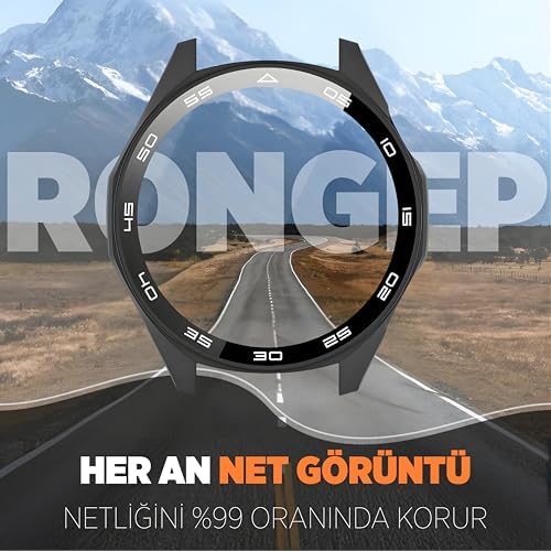 Alternative view of GT6 46mm için 2’si 1 Arada Sert Polikarbonat Kasa ve Ekran Koruyuculu Kılıf Dokunma ve Netliği Etkilemeyen Çizilme ve Darbe Önleyici GT6 Ekran Koruyucu Kılıfı (Siyah)