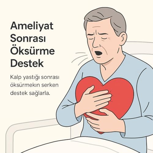Alternative view of Kalp Yastık Öksürük Destek Yastığı, Ameliyat Sonrası Göğüs Desteği, Kırmızı Kalp Tasarımlı, Hasta Bakım Ürünü