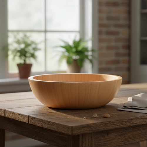 Doğal Bambu Salata Kasesi – 20cm & 25cm Çap Seçenekli El Yapımı Derin Ahşap Servis ve Karıştırma Kasesi | Meyve, Makarna, Çerez Sunumu | Çevre Dostu Mutfak ve Sofra Aksesuarı (BÜYÜK BOY)
