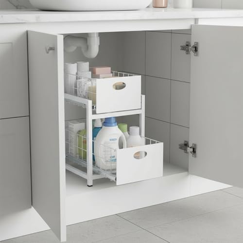 Alternative view of 2 Çekmeceli Organizer Sepet – 25x42 cm, Raylı Sistem, Çok Amaçlı Kullanım (Beyaz)