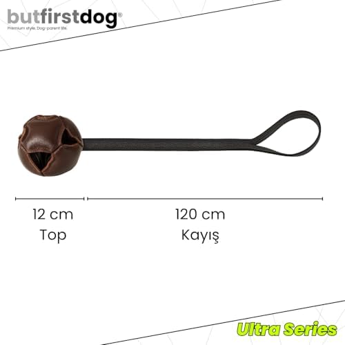 Gerçek Deri Kahverengi Köpek Çekiştirme Topu – Dayanıklı Antrenman ve Köpek Oyuncağı Uzun Kayışlı Premium Model (Siyah)