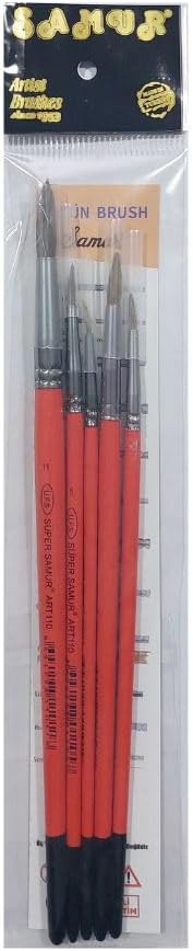 5'li Sulu ve Akrilik Boya Fırça Seti, Karışık Renkli, 4 Parça, 2.5mm Fırça Genişliği, 15cm Sap Uzunluğu, Standart Boy No: 1-3-5-7-11
