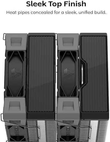 Alternative view of MONTECH NX600 6 Isı Borulu ve Premium Üst Kapaklı Çift Kule CPU Hava Soğutucu | 28mm E28 PWM Premium Fan | Lehimli Bakır Taban | Üstün Isı Dağılımı | Tüm Intel ve AMD Soket Desteği | Siyah