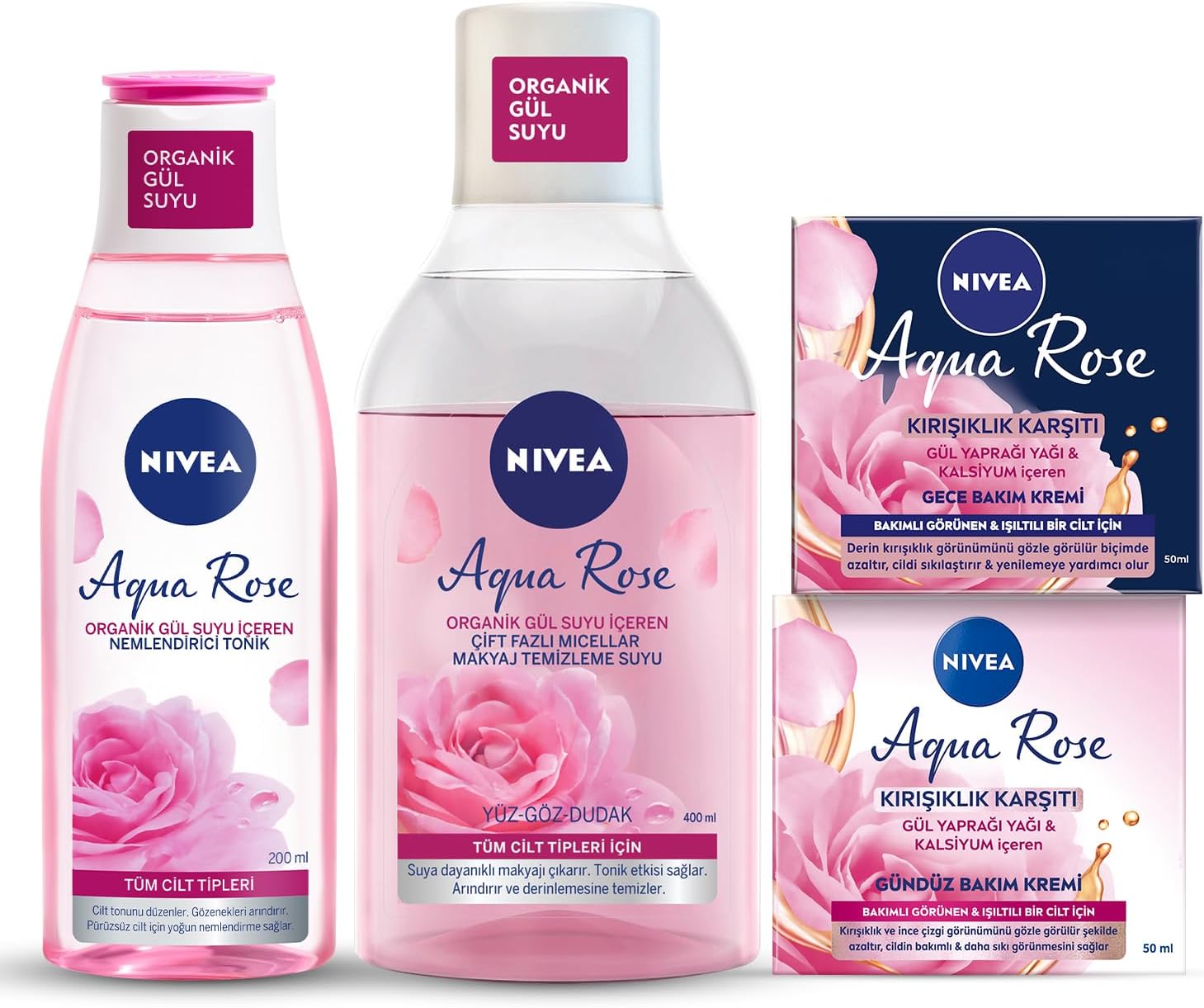 Alternative view of Aqua Rose Gül Suyu İçeren Çeyiz Seti, Makyaj Temizleme Suyu 400ml, Tonik 200ml, Gündüz ve Gece Kremi