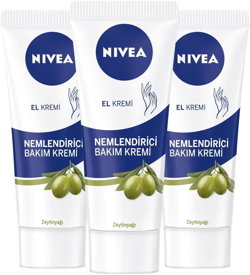 Zeytinyağlı Nemlendirici El Bakım Kremi 75ml, Yapışkan His Bırakmaz, Yumuşak Cilt Hissi, X3 Adet