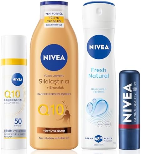 Alternative view of Q10 SPF50 Gündüz Yüz Krem 40ml, Sıkılaştırıcı Bronzluk Losyon 250ml,Kırmızı Dudak Kremi ve Deodorant