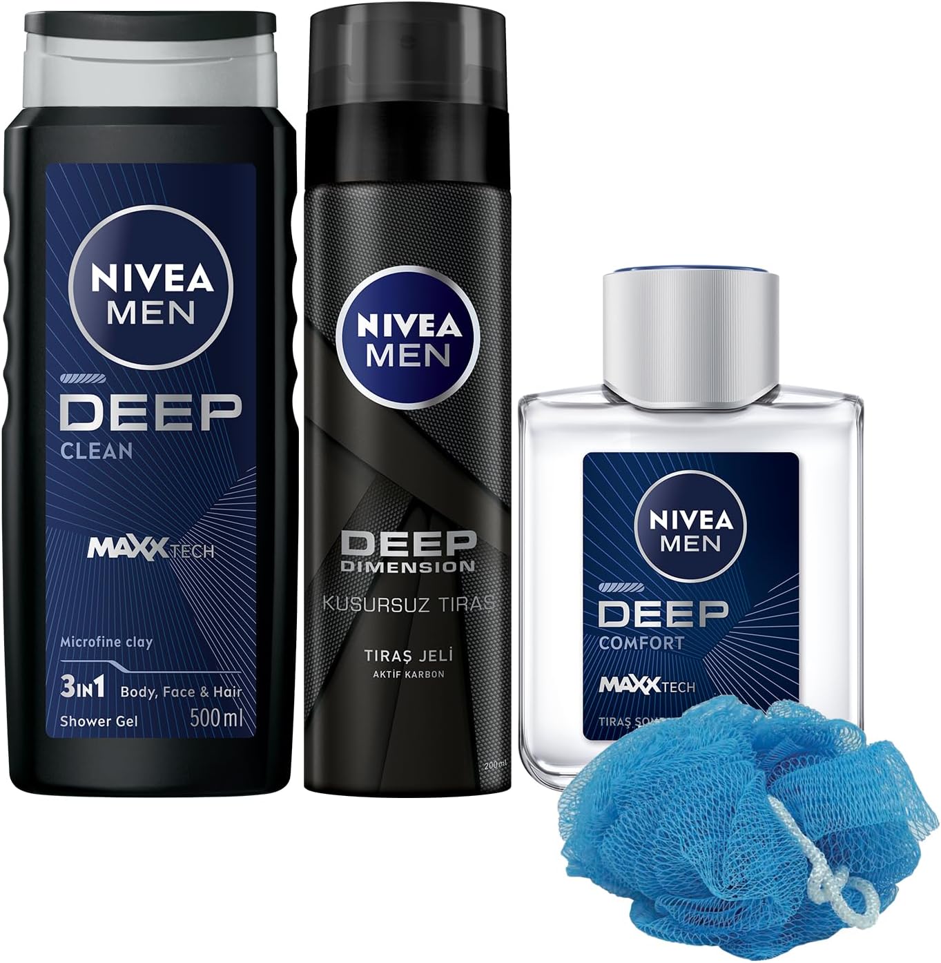 Alternative view of MEN Erkek Deep Dimension Duş Jeli 500ml, Tıraş Jeli 200ml ve Tıraş Sonrası Losyon 100ml, Lif Hediye