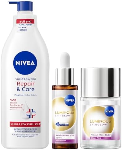 Aydınlatıcı ve Nemlendirici Cilt Bakım Seti, Serum 30ml, Tonik 100ml ve Vücut Losyonu 400ml