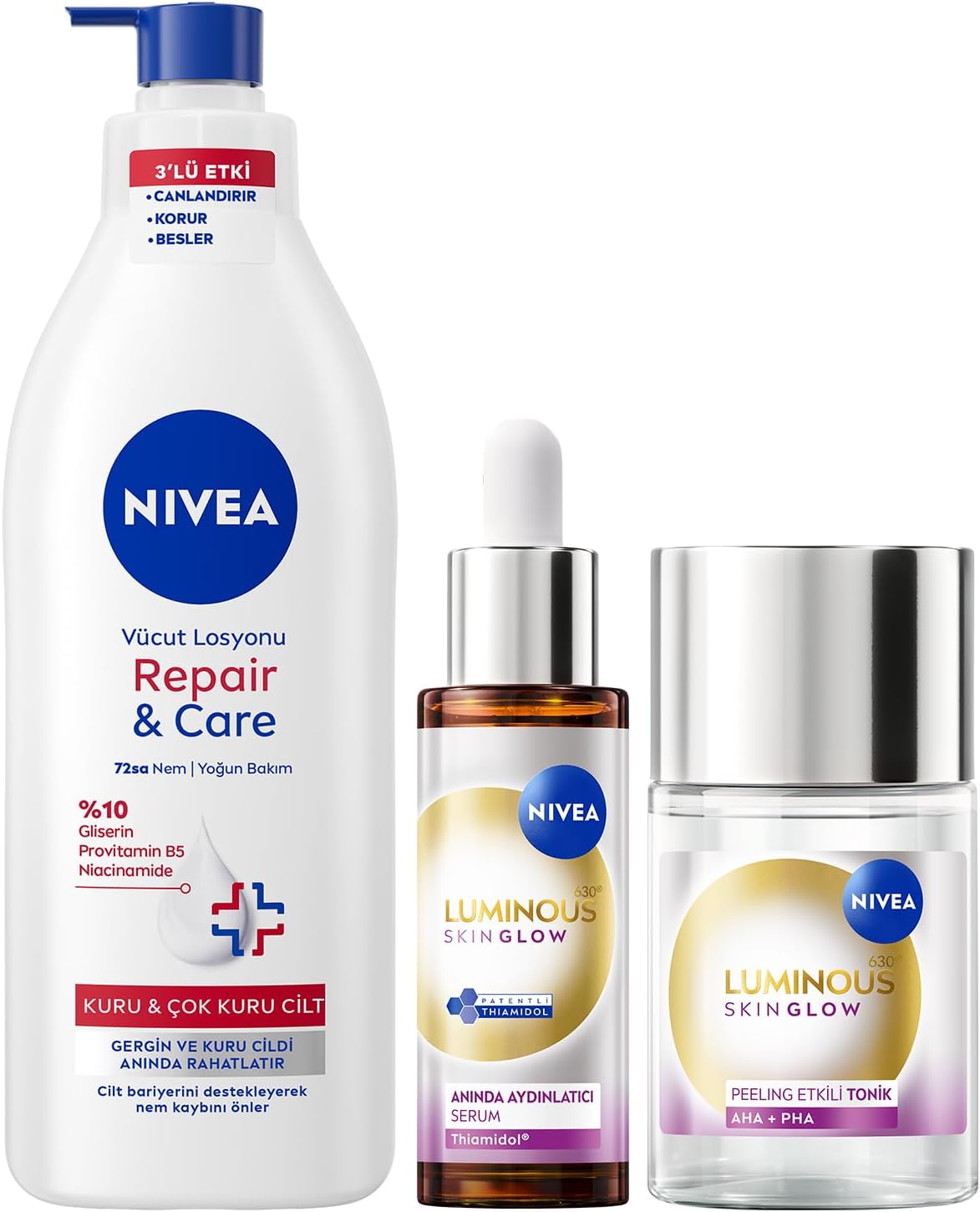 Alternative view of Aydınlatıcı ve Nemlendirici Cilt Bakım Seti, Serum 30ml, Tonik 100ml ve Vücut Losyonu 400ml