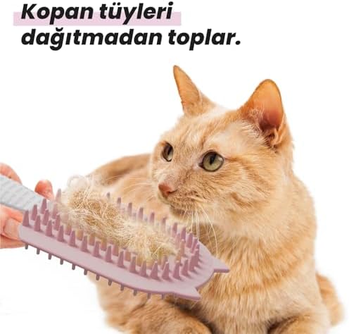 Silikon Tüy Toplayıcı Tarak, Kedi Tarağı, Kedi Fırçası, Evcil Hayvan Bakım Tarağı, Tüy Temizleme Fırçası, Evcil Hayvan Tüyü Toplayıcı, ATAPET (pembe)