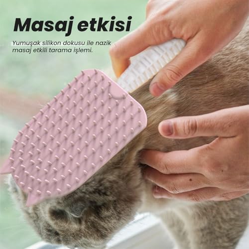 Alternative view of Silikon Tüy Toplayıcı Tarak, Kedi Tarağı, Kedi Fırçası, Evcil Hayvan Bakım Tarağı, Tüy Temizleme Fırçası, Evcil Hayvan Tüyü Toplayıcı, ATAPET (pembe)