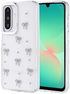 Alternative view of - Galaxy A17 ile uyumlu Kılıf Fiyonk Desenli Şeffaf Simli Darbeye Karşı Dayanıklı Papyon Işıltılı Kapak