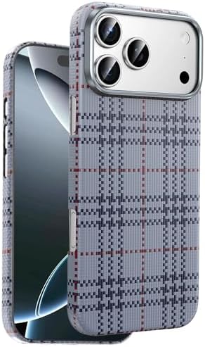 - 17 Pro Max ile uyumlu Kılıf Ultra Slim Kumaş Desenli Karbon Scots Kevlar ile uyumlu Kapak