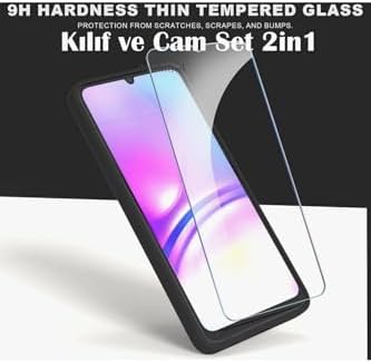 - Galaxy A07 ile uyumlu Kılıf Kamera Korumalı Yumuşak Renkli Silikon + 9H Ekran Koruyucu Cam 2in1 Set