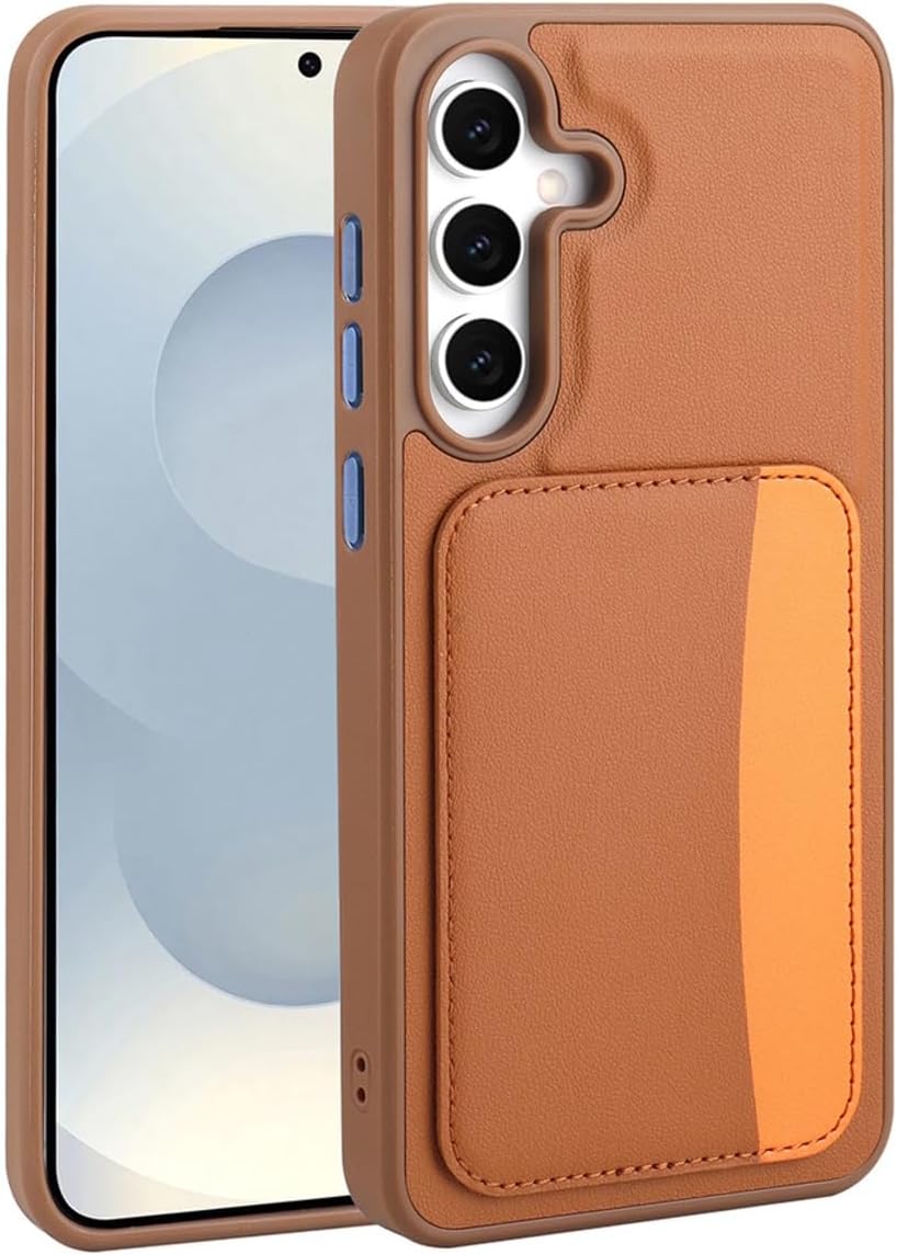 - Galaxy S25 FE ile uyumlu Kılıf Kamera Korumalı Kartlıklı Cüzdanlı Renkli Tuşlu Deri Tasarımlı Silikon