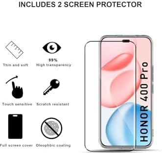 Alternative view of - Honor 400 Pro 5G ile uyumlu Kılıf Kamera Çıkıntılı Korumalı Yumuşak Şeffaf Silikon + 5D Ekran Koruyucu Cam Set 1er