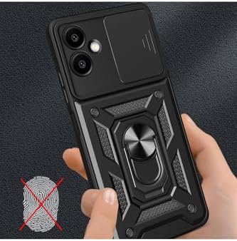 Alternative view of - Galaxy A07 ile uyumlu Kılıf Kamera Korumalı Sürgülü Yüzüklü Armor Zırh Kapak +9H Ekran Koruyucu Cam