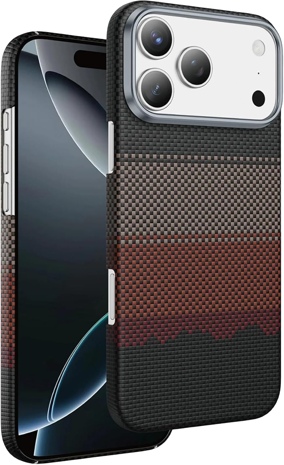 Alternative view of - 17 Pro Max ile uyumlu Kılıf ile uyumlu Şarj Özellikli Ultra Slim Aramid Karbon Fiber Kevlar Kapak