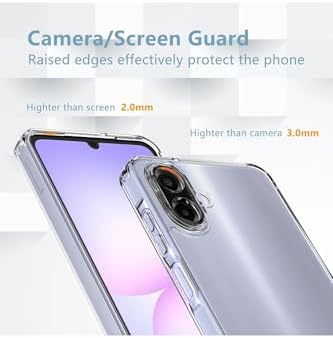 - Galaxy A07 ile uyumlu Kılıf Kamera Çıkıntılı Korumalı Yumuşak Şeffaf Silikon + 9H Ekran Koruyucu Cam