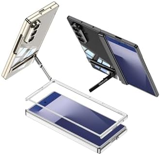 - Galaxy Z Fold 7 ile uyumlu Kılıf L Standlı Manyetik Renkli Kenarlı Arkası Şeffaf Kamera Korumalı Kapak